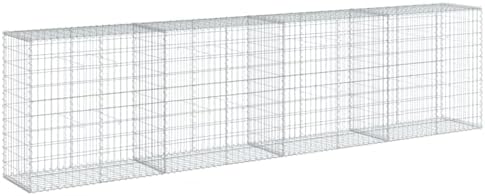 vidaXL Gabion Basket/Cage with Cover - Galvanized Iron - 157.5"x19.7"x39.4" for Outdoor Landscaping, Retaining Walls, Privacy Screens, and Garden Features - Easy Tool-Free Assembly - Image 6