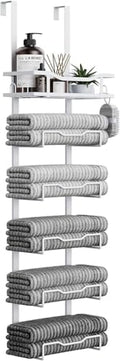 Aetyord Hanging Towel Racks for Bathroom No Drill - Over The Door 6-Tier Bath Towel Storage Organizer for Small Bathrooms - Back Door Large Tiered Towel Holder Hanger for Rolled Towels RV Camper White by Aetyord