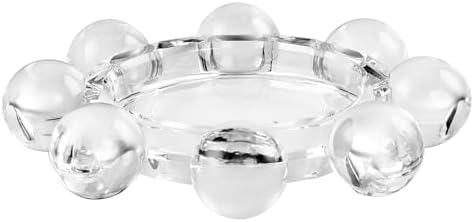 Candle Holder, Crystal Bubble Round Pillar Candlestick Plate Stand for Table Centerpieces, Candle Dish for Home Decor, Modern Decorative, Party, Wedding (Clear) by Marvala