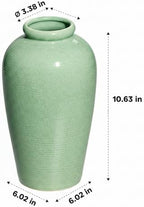 Green Ceramic Vase - 11 Inch Tall Modern Flower Vase for Pampas Grass, Pottery Decorative Vase for Centerpieces, Farmhouse Decor, Living Room, Kitchen, Shelf, Table Decor - Image 2