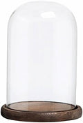 MyGift Glass Bell Jar Cloche Display Dome with Rustic Burnt Wood Base by MyGiftHome