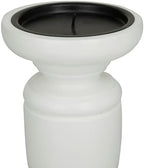 Deco 79 Mango Wood Turned Style Pillar Candle Holder, Set of 3 10", 8", 6"H, White - Image 2