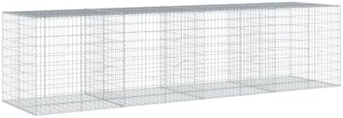 vidaXL Gabion Basket with Cover 157.5"x39.4"x39.4" Galvanized Iron by vidaXL
