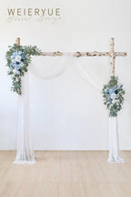 Artificial Wedding Arch Flowers Kit(Pack of 3),2Pcs Artificial Flower Arch Decor,1Pcs Sheer Drape for Wedding Ceremony Arbor for WeddingCeremony (Blue) - Image 2