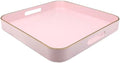 Pink Square Decorative Tray with Handles, 13"*13" Versatile Serving Tray for Coffee Table, Ottoman, Ideal for Serving, Displaying, Organizing by Omuriko