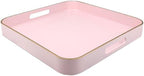 Pink Square Decorative Tray with Handles, 13"*13" Versatile Serving Tray for Coffee Table, Ottoman, Ideal for Serving, Displaying, Organizing by Omuriko