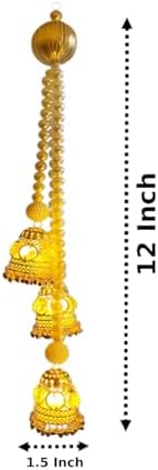 Divyakosh Wall Hangings for Home Decoration, Set of 2 Diwali Lights, Handmade Diwali Decoration Wall hangings, Door Valance Hanging with LED T-Lights for Wedding Décor,Beads,Gold - Image 4