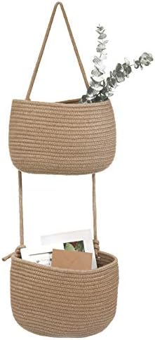 Over The Door Hanging Basket, 2 Tier Cotton Rope Woven Organizer by RUIZHIXUAN