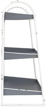 Creative Co-Op Heavily Distressed 3-Tier Metal Tray with White Frame & Rim, Grey - Image 6