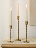 NUPTIO Iron Taper Candle Holders: Antique Brass Candlestick Holder Set of 3 by Nuptio