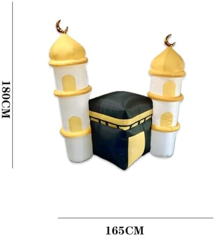 Inflatable Islamic 6FT Ramadan Kareem/Eid Mubarak Kaaba Mosque. Ramadan Blow Up Yard Decorations for Home Holiday Party Indoor, Outdoor,Garden, Lawn Decor. with LED Lights, 3 Banners Rmadan,Eid - Image 5