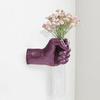 Purple Wall Sculptures, Hand Vases Home Decor, Wall Mount Art Sculpture, Unique Wall Art Statue, Funky Flower Vase Decorations, Modern Eclectic Hanging Decor,Glass Test Tube Vase(Purple) by XYQXYQ