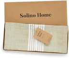 Solino Home 100% Linen Table Runner, 14 x 72 in, White and Khaki Striped - Image 5