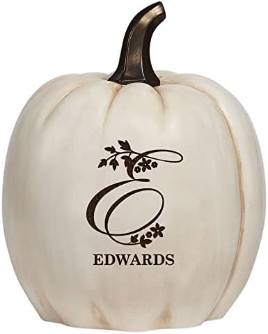 Let's Make Memories Personalized Pumpkin for Halloween - Custom Jack O Lantern with Your Name - Fall Decor - Light Up Pumpkin for Indoor/Outdoor Use - Floral Name and Monogram - XL - Cream by LetsMakeMemories