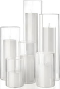 Shihanee 6 Glass Cylinder Vase Pillar Candle,White,Set of 6 by Shihanee