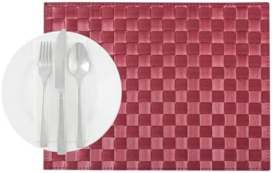 Restaurantware Rectangle Red Woven Placemat, 16 x 12 in, 6 Pack by Restaurantware