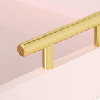 Kate and Laurel Lipton Decorative Tray with Polished Gold Metal Handles, Soft Pink - Image 3
