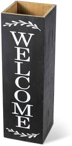 Glitzhome Set of 2 Wooden Welcome Porch Sign, Natural Double Sided Box-shaped Porch Sign for Front Porch Decor, Black, 24"H - Image 7