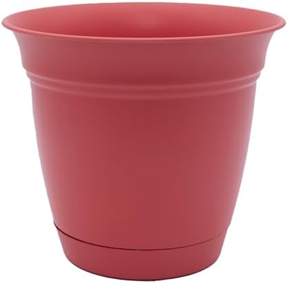 The HC Companies Eclipse Round Planter with Saucer - Outdoor & Indoor Plant Pot with Drainage Holes - Lightweight, UV-Resistant Plastic Pots for Plants, Flowers & Herbs (20" Rose, Pack of 1) by TheHCCompanies