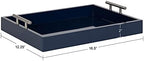 Kate and Laurel Lipton Modern Rectangular Tray, 16 x 12.25, Navy Blue and Silver, Decorative Accent Tray for Storage and Display - Image 4