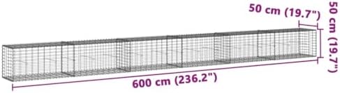 vidaXL Gabion Basket with Cover - Galvanized Iron - 236.2" x 19.7" - Image 3