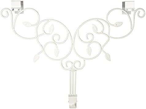 Front Door Wreath Hanger, Adjustable Hook Length Ivy Design, White - Image 2
