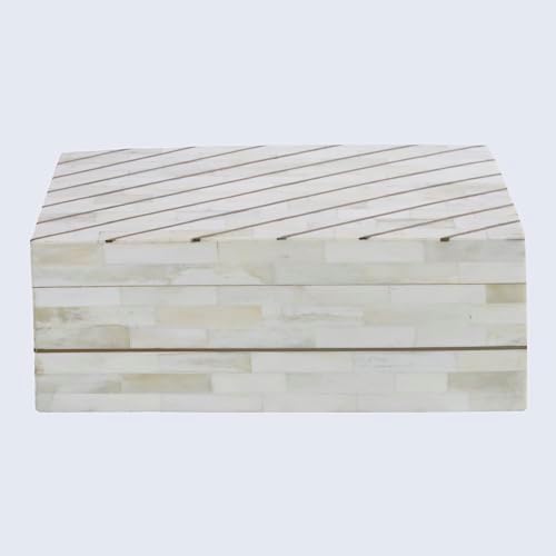 Handicrafts Home Large Decorative Storage Box with Lid – 9x6x3.5” Coffee Table Organizer, Keepsake- Decorative Boxes for Home Decor, Stylish Decorative Box for Office Decor- Aegean Pearl - Image 6
