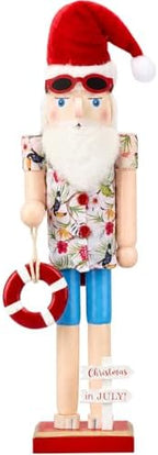 Blosssound 15" Christmas Hawaii Nutcracker Decor Wooden Hawaii Life Ring by Blosssound