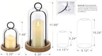 Set of 2 Versatile Black Metal Candle Holder with Handmade Sturdy Glass Dome And Natural Wooden Base for Pillar Candle & Plants, Industrial, Farmhouse, Shabby Chic, Decorative Display Cloche Bell Jars - Image 2