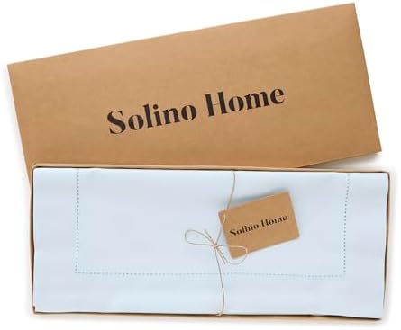 Solino Home Cotton Linen Table Runner Light Blue Hemstitch, 14 x 120 in - Image 4