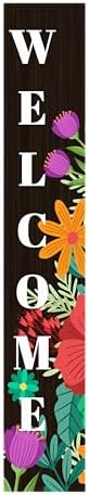 Spring Flowers Welcome Sign for Front Door Outdoor Porch Sign Home Decor Porch Standing Welcome Yard Sign Wood Door Sign Tall Summer Welcome Garden Sign Seasonal Wall Decorations for Outside Patio by Unknown