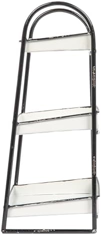 Creative Co-Op Heavily Distressed White 3-Tier Metal Tray with Black Frame & Rim - Image 6