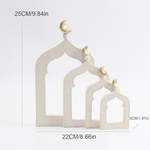 Islamic Cultural Decor Collection - Handcrafted Resin Mosque Models & Tower Ornaments for Home/Office Display Ramadan Decoration (4-Door) - Image 5