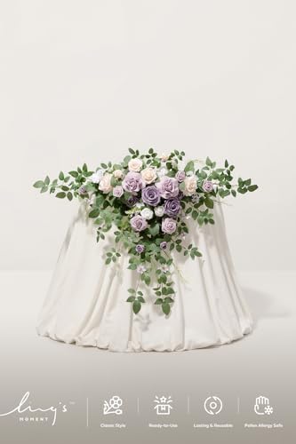Ling's moment 2 Pack Purple Floral Garland Wedding Arch Flowers - Image 2