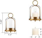 7.5" High Versatile Modern Metal Hurricane Lantern with Handmade Sturdy Glass Dome in Vintage Brass for 2" Pillar Candle & Plants, Industrial, Farmhouse, Shabby Chic (Brass, 4" x7.5 for 2" Pillar) - Image 2