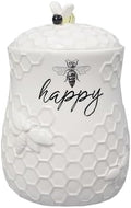 Young's Inc. Ceramic Honey Bee Cookie Jar with Lid and Handle – Honeycomb Design, 5.75" x 5.83" x 7.87", Decorative and Functional Kitchen Storage - Tea Canister by YoungsInc