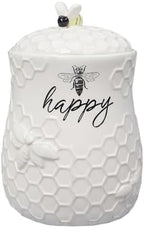 Young's Inc. Ceramic Honey Bee Cookie Jar with Lid and Handle – Honeycomb Design, 5.75" x 5.83" x 7.87", Decorative and Functional Kitchen Storage - Tea Canister by YoungsInc