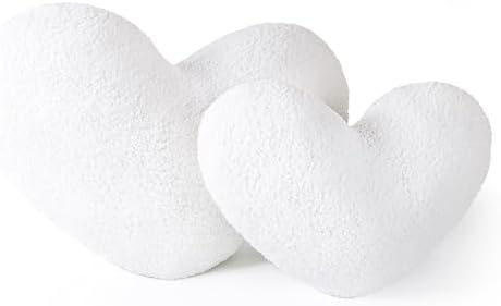 AELS Heart Shaped Pillow, Set of 2, Heart Decorative Throw Pillows, Boucle Love Cute Pillows 20 & 16 Inches, Valentines Day Decorations, Wedding Decor, Living Room Bedroom Nursery Decor, White - Image 2