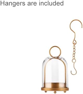 7.5" High Versatile Modern Metal Hurricane Lantern with Handmade Sturdy Glass Dome in Vintage Brass for 2" Pillar Candle & Plants, Industrial, Farmhouse, Shabby Chic (Brass, 4" x7.5 for 2" Pillar) - Image 3