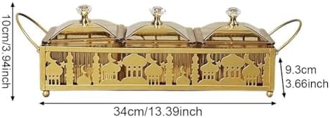 Ramadan Trays with Lid Metal Gold Eid Mubarak Serving Tray Ramadan Decorations Eid Party Food Storage Container for Cookie Candy Pastry Dessert - Image 2