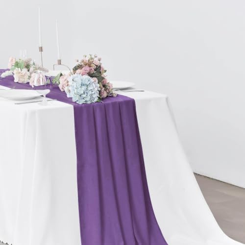 Pufogu 5 Pack 10Ft Purple Chiffon Table Runner Sheer 29x120 Inch - Image 6