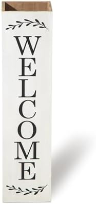 Glitzhome 30"H Wooden WELCOME Porch Sign, Double Sided Natural Welcome Rustic Porch Sign for Front Porch Decor Solid White - Image 6