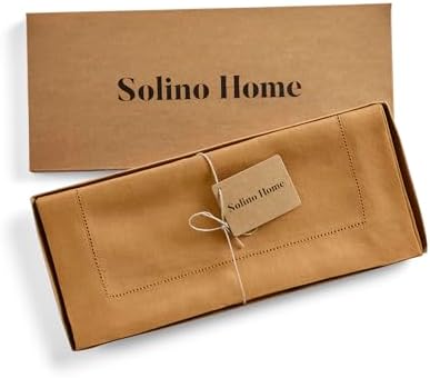 Solino Home 100% Pure Linen Table Runner Brown Sugar Hemstitch, 14 x 72 in - Image 5