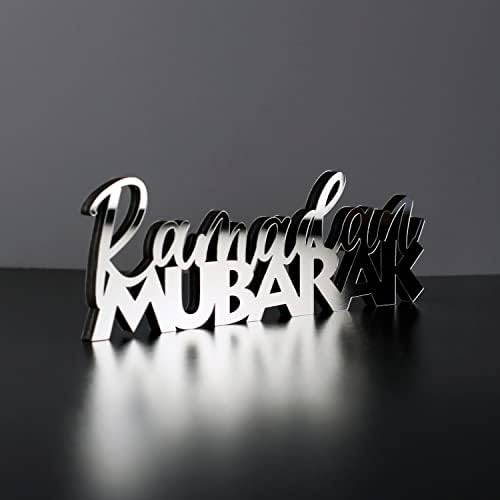 iwa concept | Wooden Acrylic Islamic Tabletop Decors | Ramadan Kareem and Eid Mubarak Decoration | Islamic Muslim Gifts | Ramadan Eid Decoration | (Ramadan Mubarak-2, Silver) - Image 3