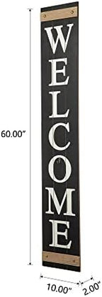 Glitzhome 5ft H Wooden Welcome Sign with 4 Interchangeable Wreaths - Spring/Patriotic/Fall/Christmas Floral Wreaths, Farmhouse Hang/Lean Wall Decor for Front Door, Porch, Yard - Solid Wood, Style3 - Image 3