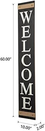 Glitzhome 5ft H Wooden Welcome Sign with 4 Interchangeable Wreaths - Spring/Patriotic/Fall/Christmas Floral Wreaths, Farmhouse Hang/Lean Wall Decor for Front Door, Porch, Yard - Solid Wood, Style3 - Image 3