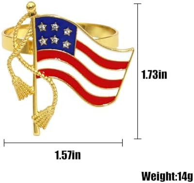 4th of July Napkin Rings 12Pcs, Patriotic Napkin Ring Holders for Independence Day Party Tableware, American Flag Dinning Table Parties Supplies, Wedding Decorations - Image 3
