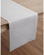 Solino Home 100% Pure Linen Table Runner Soft Grey Hemstitch, 14 x 90 in - Image 2