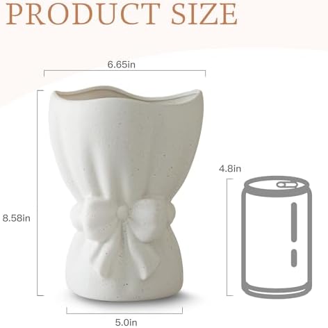 Lvases Bow Knot White Ceramic Decorative Flower Vase for Home Decor - Image 2
