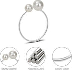 KPOSIYA Pearl Napkin Rings Set of 200 Silver Napkin Holder for Table Decor - Image 6